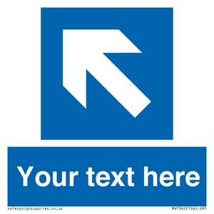 Custom Mandatory directional sign, blue arrow up and left